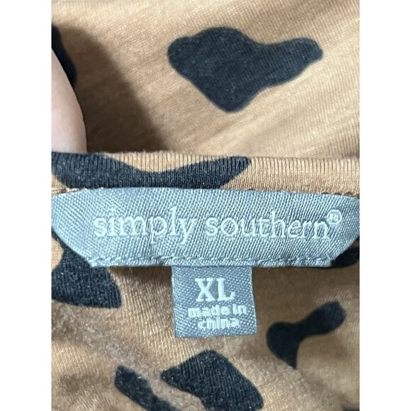 Simply Southern Womens Size Xl Cheetah Print Blouse With ruffle Bottom. Boho - Picture 8 of 10